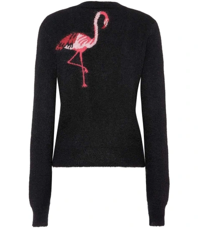 Saint Laurent Flamingo Mohair-blend Sweater In Black