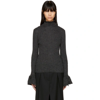 Acne Studios Raine Cut-out Ribbed-knit Alpaca-blend Sweater In Charcoal Grey