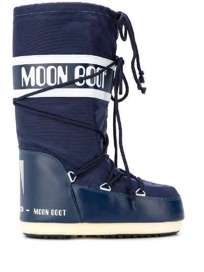 Moon Boot Classic Nylon Waterproof Snow Boots In Blue
