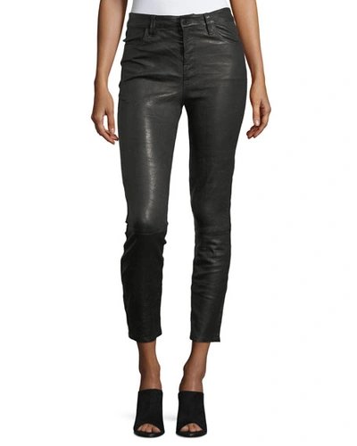 J Brand Ruby Lamb Leather Skinny-leg Pants In Black