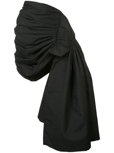 Yohji Yamamoto Gathered Asymmetric Skirt In Black