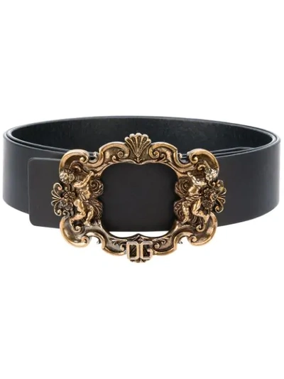 Dolce & Gabbana Ornate Buckle Belt In Black