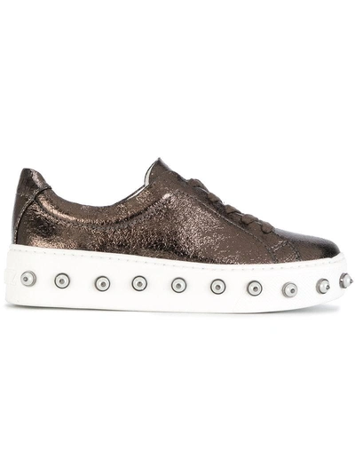 Schutz Studded Sole Sneakers In Metallic