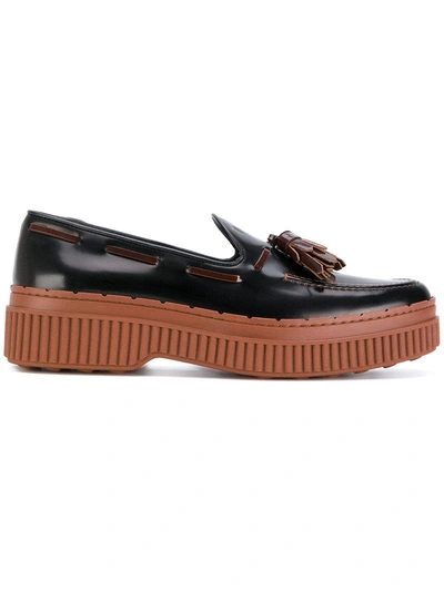 Tod's Tasselled Flatform Loafers In Black