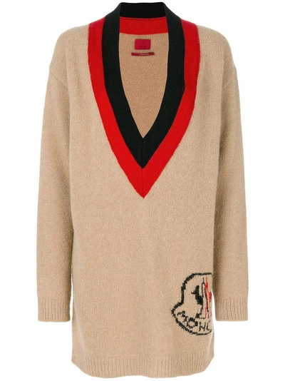 Moncler Deep Plunge Jumper With Logo