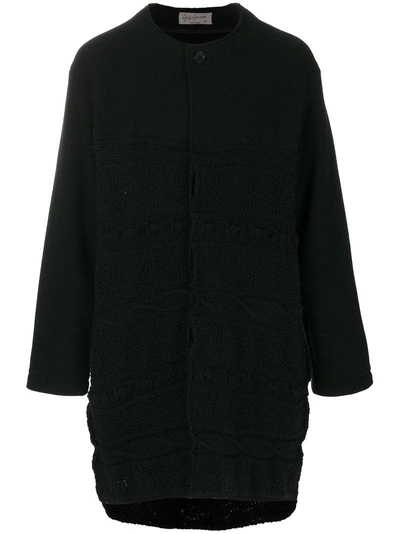 Yohji Yamamoto Pattern Knitted Cardi-coat In Black