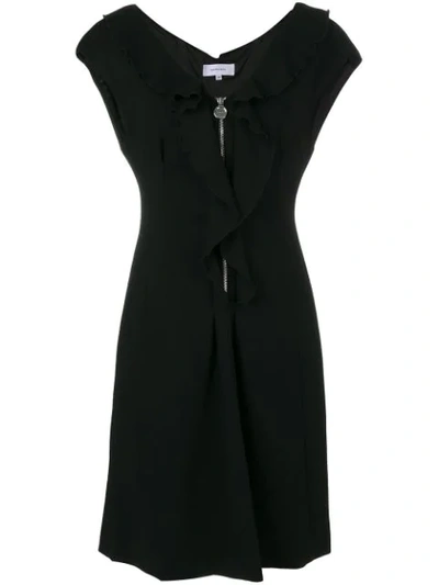 Carven Ruffle Zip Dress In Black