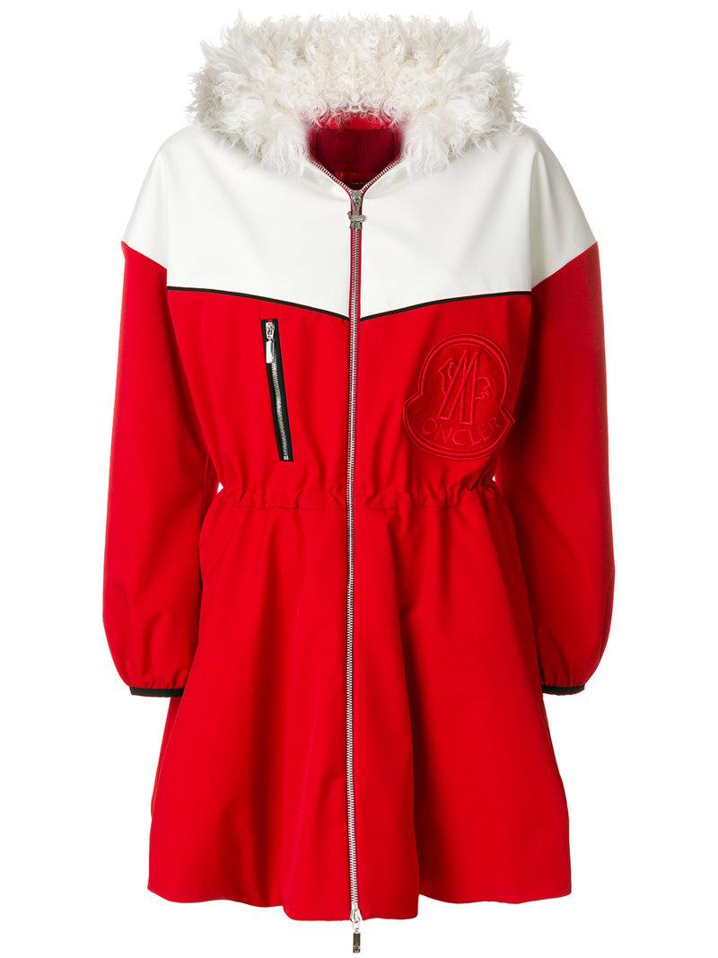 Moncler Gamme Rouge Red & White Down Jiya Kwon Coat | ModeSens