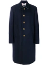 Thom Browne Relaxed Bal Collar Overcoat Shell In Navy Double Face Melton - Blue