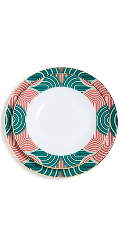 La Doublej Soup And Dinner Plates Set Of 2 In Slinky Verde