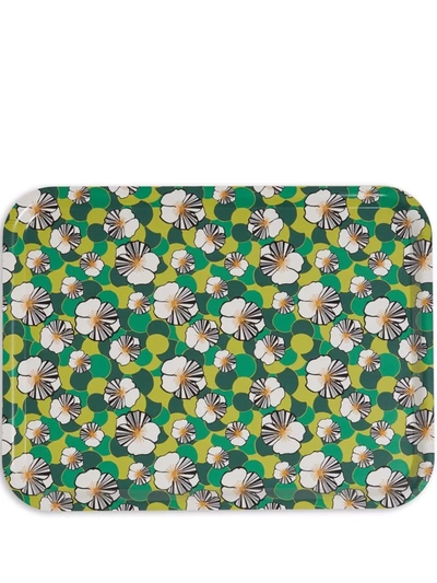 La Doublej Rectangular Printed Tray In Ninfea