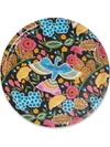 La Doublej Round Printed Tray In Colombo Nero