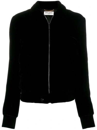 Saint Laurent Embellished Bomber Jacket - Black