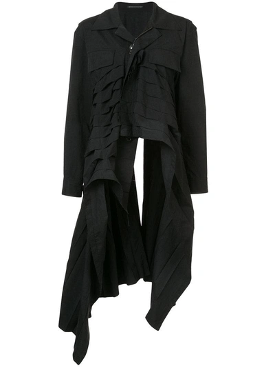 Yohji Yamamoto Pleated Coat In Black