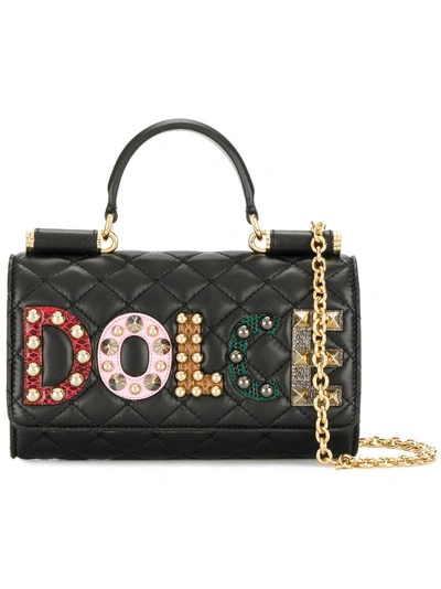 Dolce & Gabbana Black Studded Logo Phone Bag