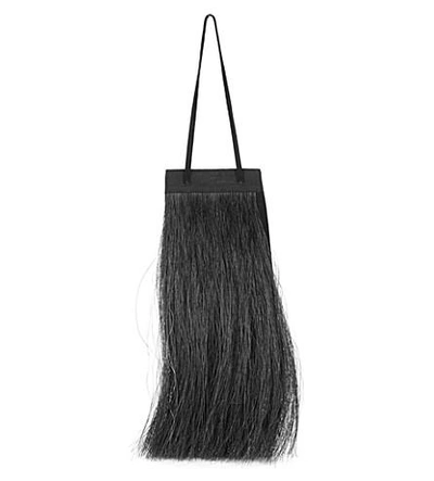 Helmut Lang Re-edition Horse Hair And Suede Mini Bag In Black