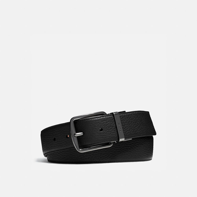 Coach Harness Buckle Cut To Size Reversible Belt, 38mm In Color<lsn_delimiter>black/mahogany
