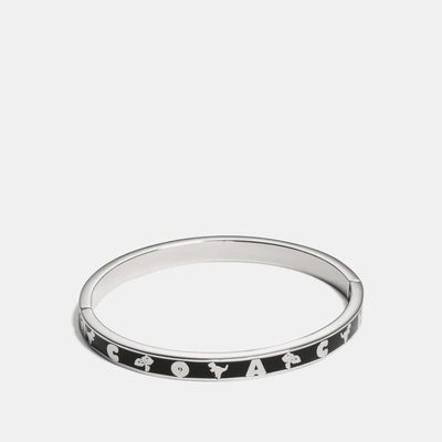 Coach Rexy Bandana Enamel Bangle In Black/silver