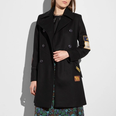 Coach Military Patch Naval Coat In Black