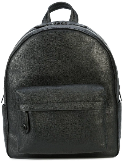 Coach Campus Backpack In Polished Pebble Leather In Black/matte Black