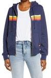 Aviator Nation 5-stripe Zip Hoodie In Navy & Neon Rainbow