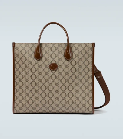 Gucci Small Gg-logo Coated-canvas Tote Bag In Beige Multi