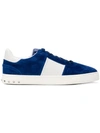 Valentino Garavani Fly Crew Leather And Suede Trainers In Bright Blue