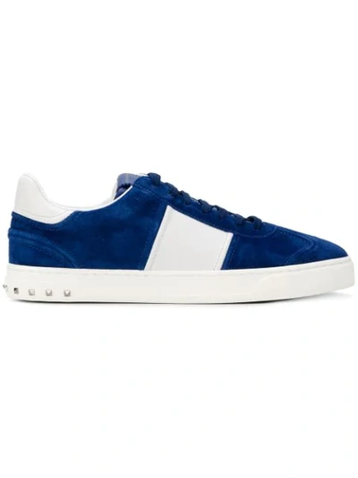 Valentino Garavani Fly Crew Leather And Suede Trainers In Bright Blue
