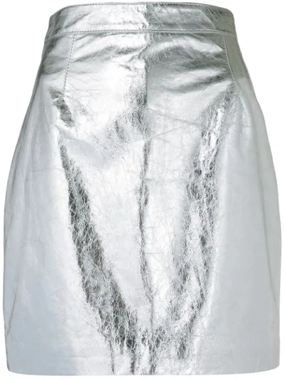 Proenza Schouler Metallic Textured-leather Mini Skirt In Silver