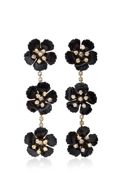 Jennifer Behr Belinda Gold-plated Swarovski Crystal Earrings In Black