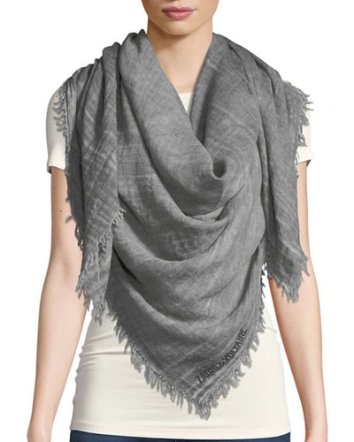 Zadig & Voltaire Anael Fringe Scarf In Gray