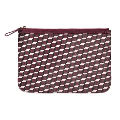 Pierre Hardy Pouch L Canvas Cube-calf In Black White Burgundy