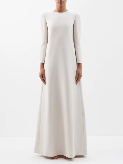 The Row Stefos Wool And Silk-blend Crepe Gown In Ivory