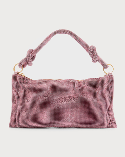 Cult Gaia Hera Nano Crystal-embellished Knotted Satin Shoulder Bag In Shell Pink
