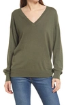 Treasure & Bond V-neck Sweater In Olive Sarma