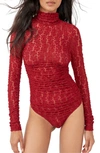 Free People Day N Night Lace Bodysuit In Holly Berry