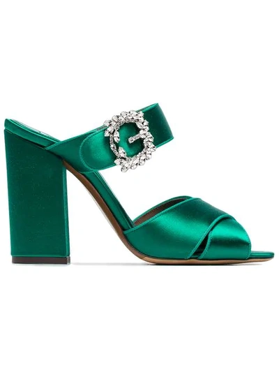 Tabitha Simmons Reyner Embellished Satin Sandals In Emerald