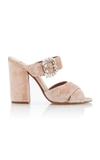 Tabitha Simmons Reyner Embellished Velvet Sandals In Pink