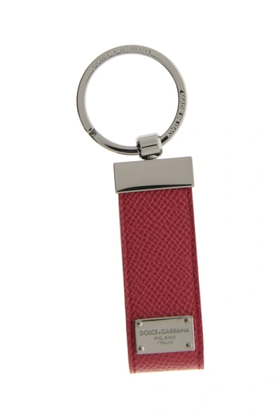 Dolce & Gabbana Leather Keychain In Rubinorosso