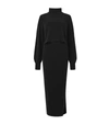 Allsaints Womens Black Margot Ribbed Two-piece Midi Dress M