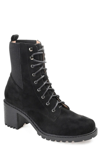 Journee Collection Kassia Vegan Combat Boot In Black