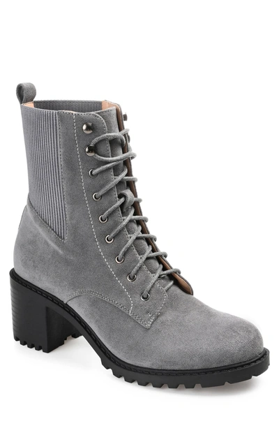 Journee Collection Kassia Vegan Combat Boot In Grey
