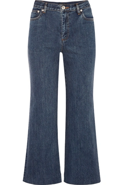 Apc Standard Distressed High-rise Straight-leg Jeans In Mid Denim