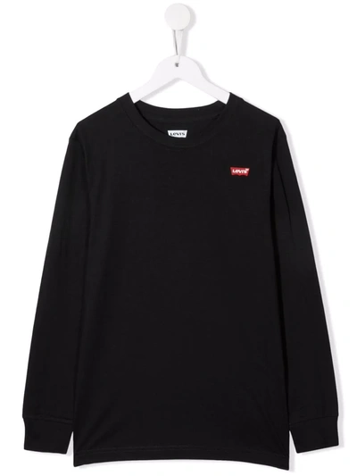Levi's Teen Embroidered-logo Cotton T-shirt In Black