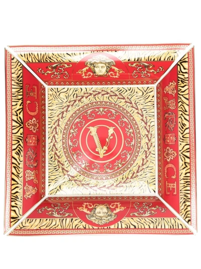 Versace Virtus Holiday 28cm Square Plate In Red