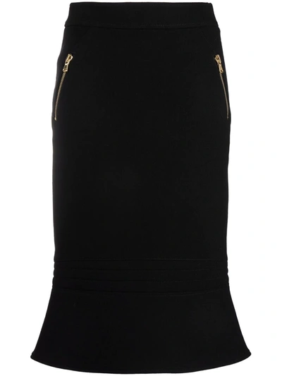 Moschino Couture Biker Wool Crepe Skirt In Black