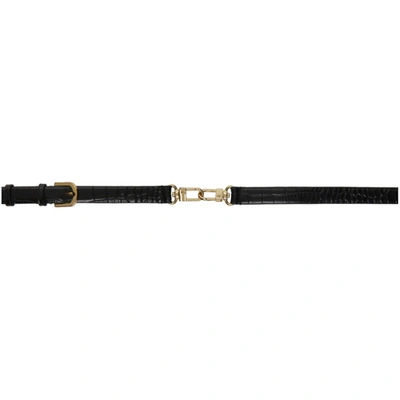 Totême Double-clasp Croc-embossed Belt In Black