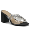 Adrienne Vittadini Women's Avenue Jeweled Clear Strap Slide Sandals Women's Shoes In Black