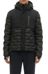 Noize Dawson Mixed Media Hooded Puffer Jacket In Black