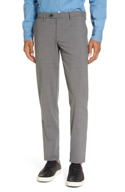 Eleventy Flat Front Wool Trousers In Medium Grey